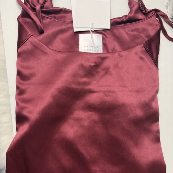 LC Lauren Conrad Womens Red Flutter Cold Shoulder Silky Dressy Blouse Sz XL New - Picture 7 of 9